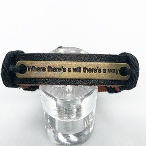 Black leather bracelet.